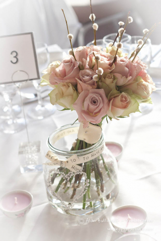 Beautiful wedding flowers at Cambridge venue