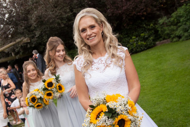 Bride and bridesmaids at Elm Farm Horsham St Faith Norfolk NR10 3HH