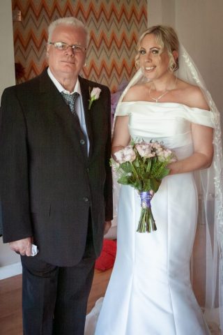 Bride and father at The Oaklands Hotel Norwich